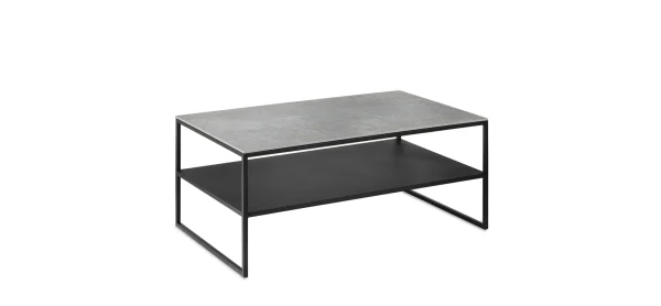 Couchtisch Kai - LBH 100x60x42 cm, Keramik, Kiesel