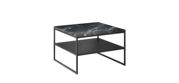 Couchtisch Kai - mit Ablage, LBH ca. 65x65x42 cm, Marmor, Schwarz