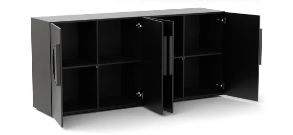 Sideboard Jyn - BHT ca. 197x91x46 cm, Lack, Schwarz, Bodenstehend – Bild 7