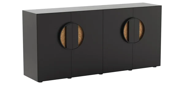 Sideboard Jyn - BHT ca. 197x91x46 cm, Lack, Schwarz, Bodenstehend