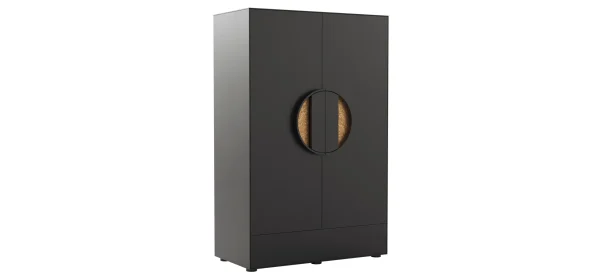 Highboard Jyn - BHT ca. 91x144x41 cm, Lack, Schwarz, Bodenstehend