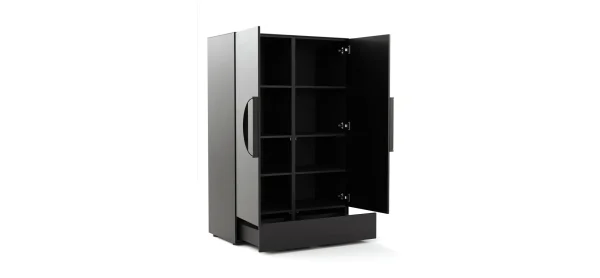 Highboard Jyn - BHT ca. 91x144x41 cm, Lack, Schwarz, Bodenstehend – Bild 8